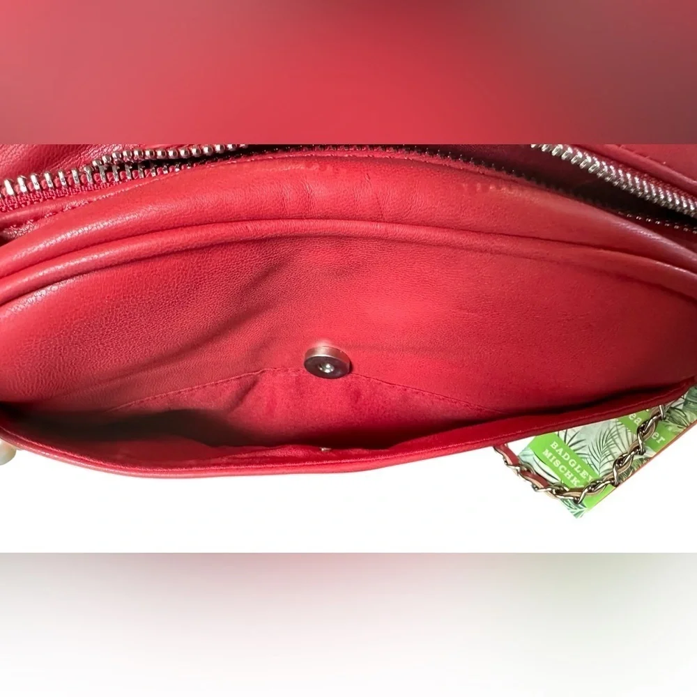 Badgley Mischka NWT Pearl-Embellished Red Crossbody Bag